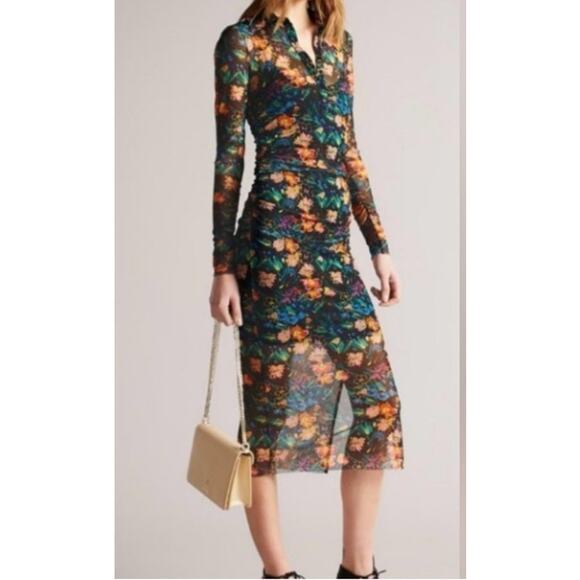Ted Baker London Dresses & Skirts - NWT Ted Baker Mesh Shirt Dress Black Floral Size 1 Equivalent Size 2-4